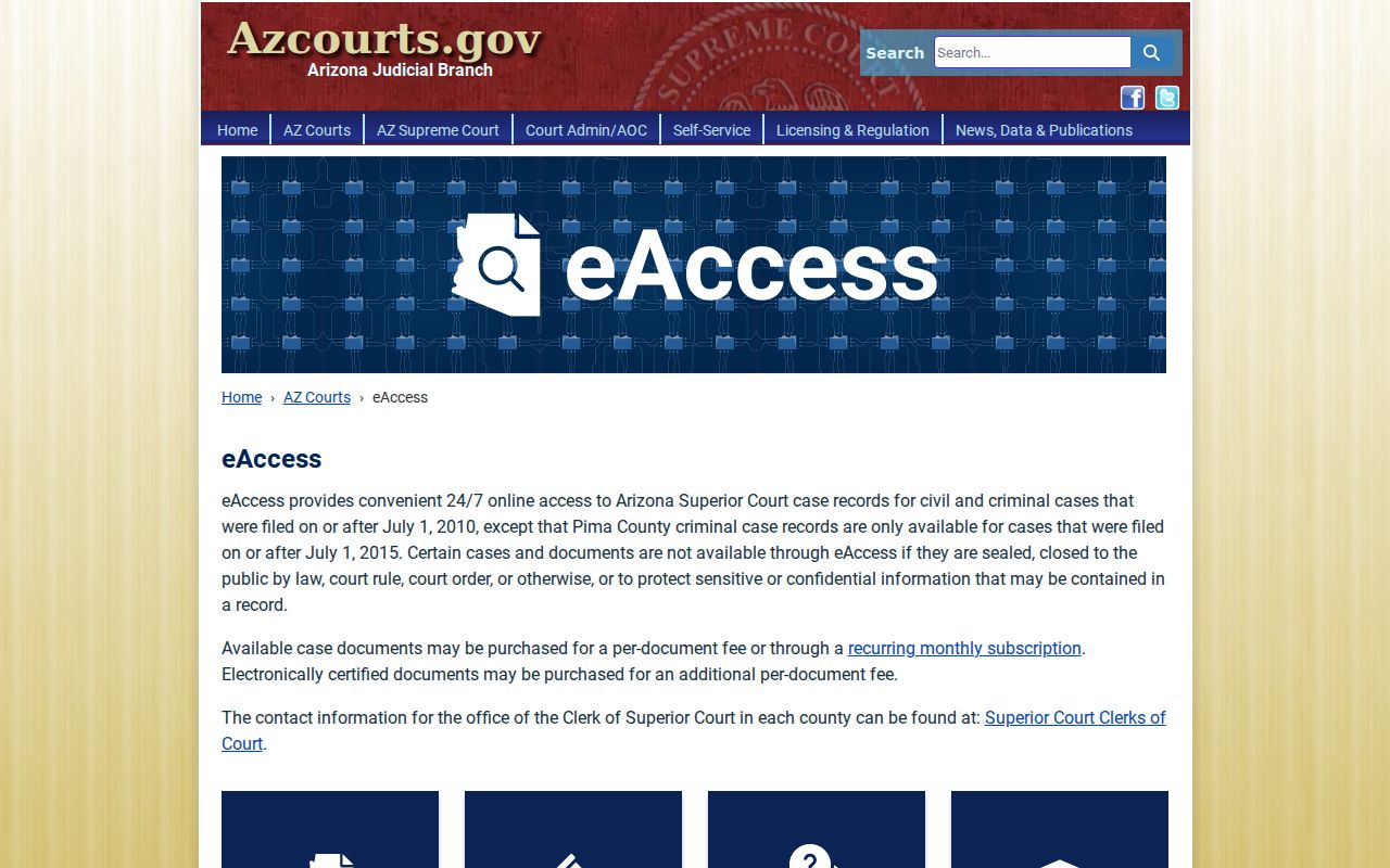 Coconino County criminal court case eAccess document search