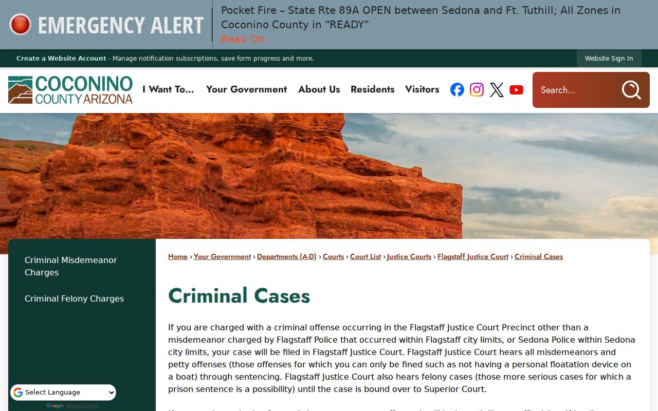 Coconino County criminal court case initial appearance information