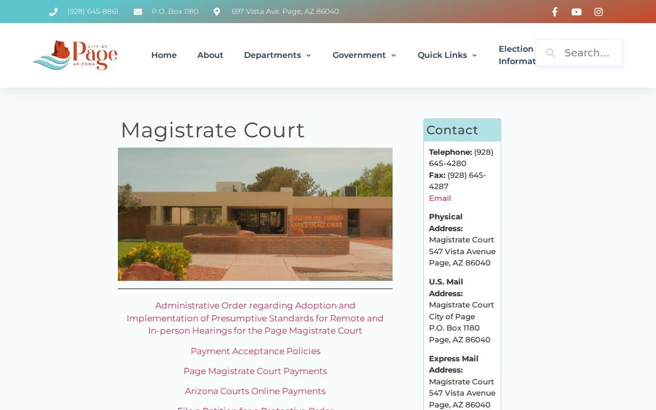 Coconino County court case lookup at Page Magistrate Court