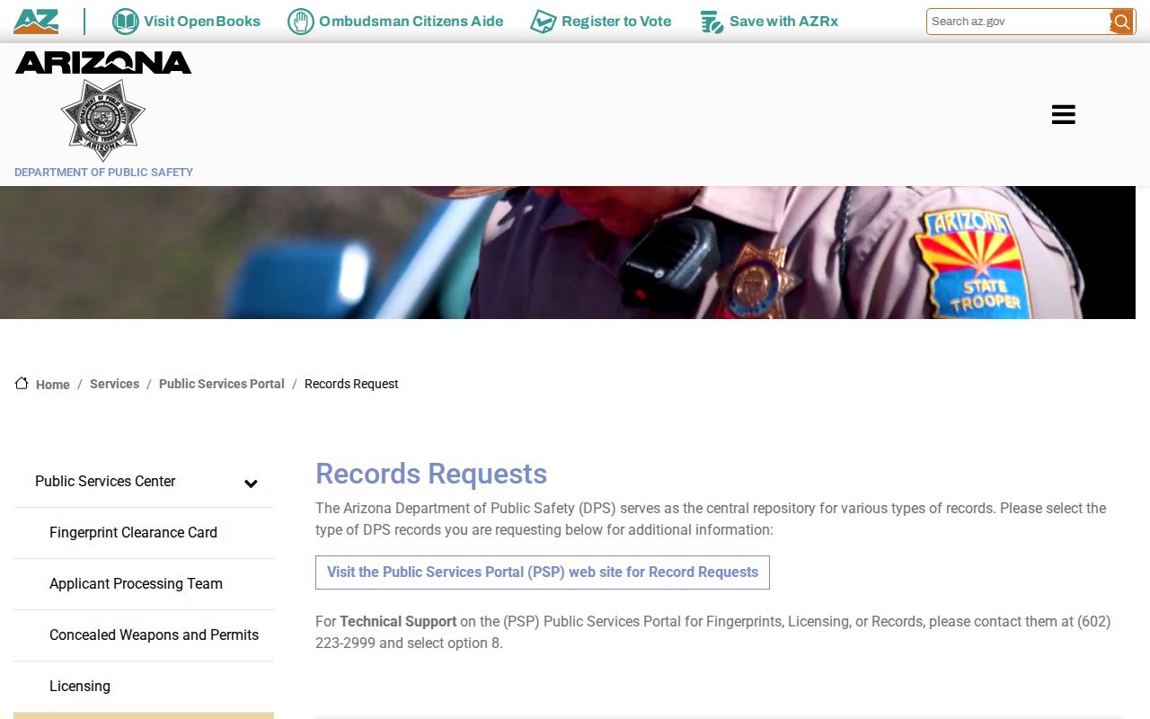 Arizona DPS records request rules for Coconino County criminal history