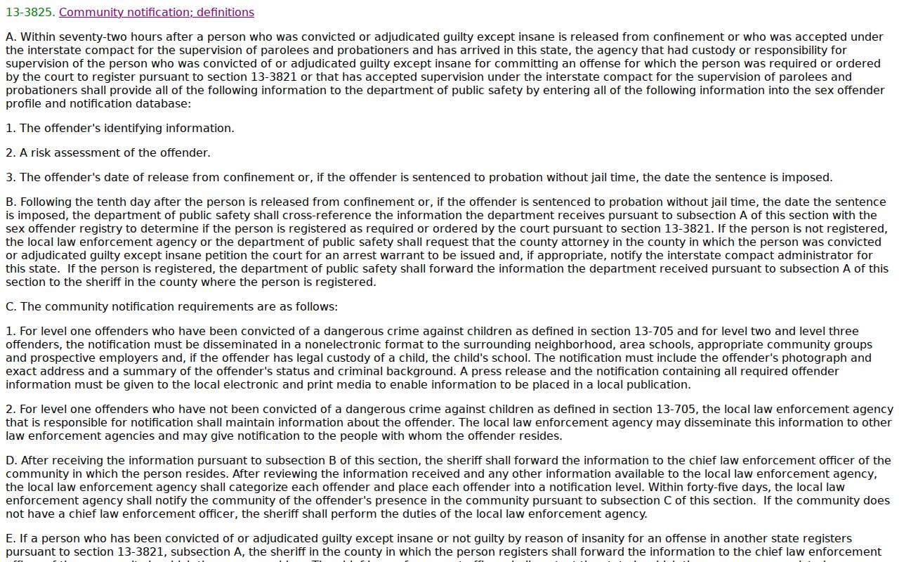 Coconino County sex offender community notification requirements
