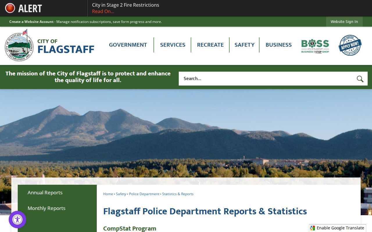 Flagstaff Coconino County criminal records CompStat page