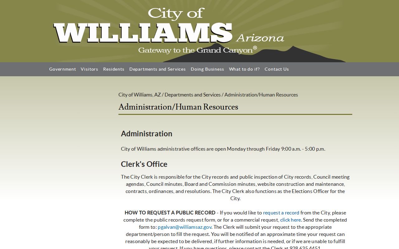 Williams Coconino County criminal records city request