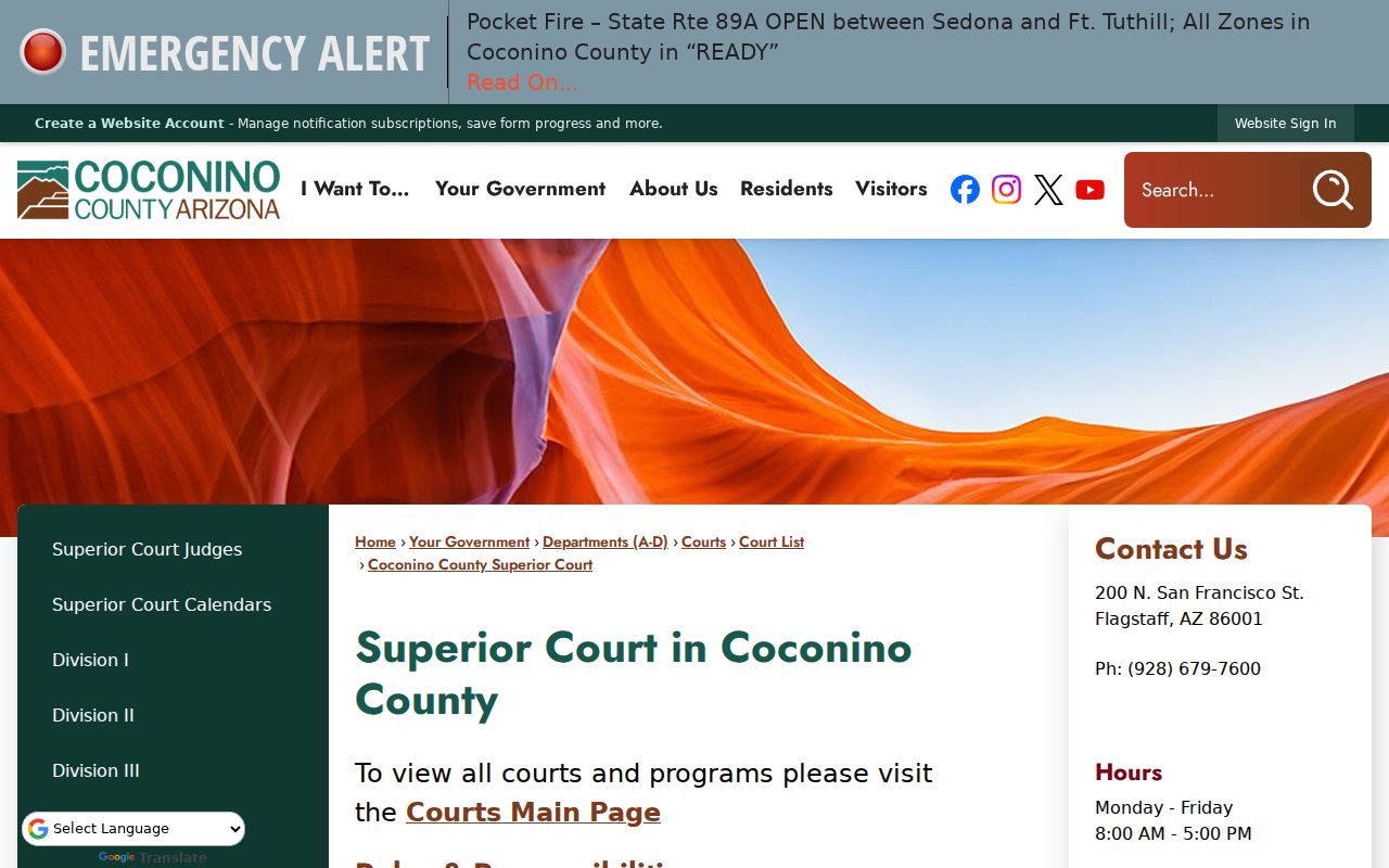 Williams Coconino County criminal records Superior Court